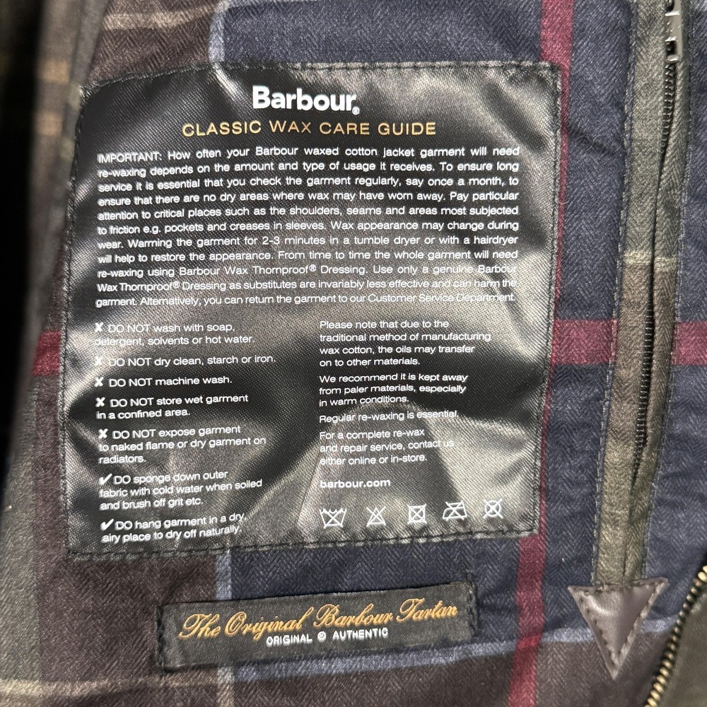 Barbour Jacket Womens 2X Green Acorn Plus Wax Waxed Cotton Tartan Lined Coat - Picture 6 of 12